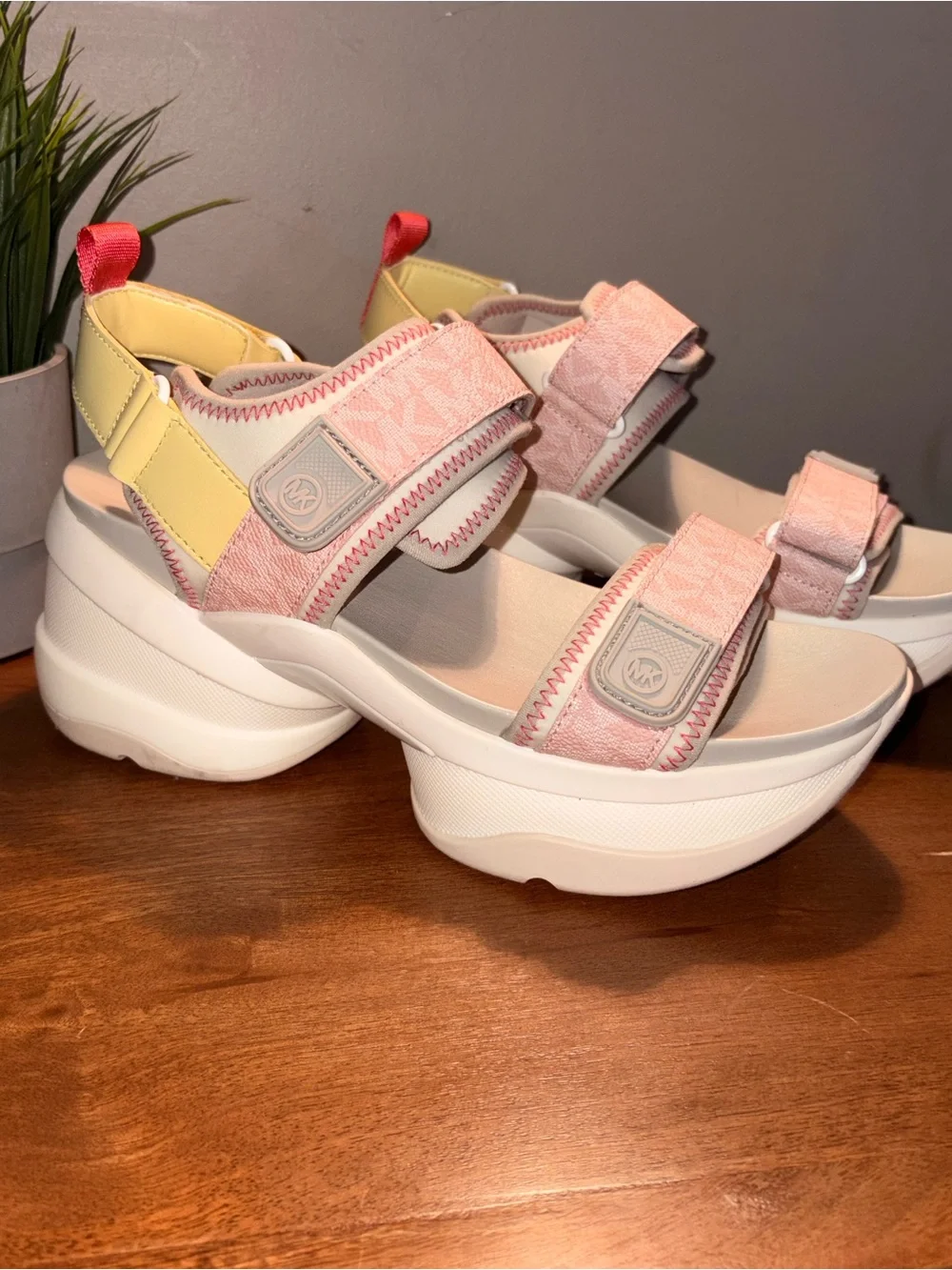 Michael Kors Maverick Platform Sport Sandals in Pink and Yellow